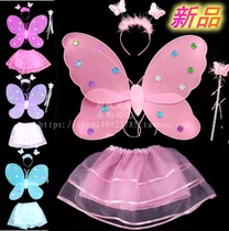 Special Childrens Day performance costume performance dress-up props Angel butterfly wings Three-piece set does not fall gold