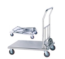 Thickened folding stainless steel trolley Flatbed truck carrier Pull truck