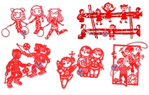 Large student kindergarten children paper-cutting window flowers pure handmade empty bamboo kick shuttlecock jump rope paper-cutting recess activities