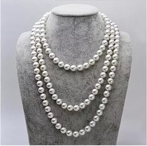 Natural Pearl 10-11mm Natural Freshwater Pearl Necklace Multi-layer sweater chain Tahiti White Bead Promotion