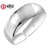 Tomorrow silver bracelet ladies wide-faced opening live mouth embossed S990 foot silver can be lettering