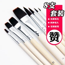 Biou brown nylon brush set stone painting pebbles watercolor gouache acrylic oil painting pigment tip