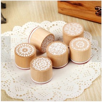 New Diy Creative Wooden Round Retro Patterned Seal Round Retro Alphabet Seal Lace Series