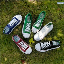 Spring new fruit color canvas shoes womens tide Korean version of lace students breathable casual versatile flat shoes