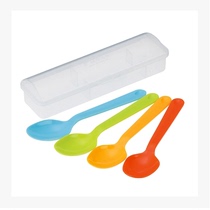 Travel Portable set Childrens meal spoon Small spoon with dust box 4pcs