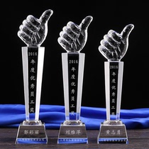Factory Making Creative Thumbs Crystal Trophy DIY Custom Annual Meeting Event Prizes Crystal Crafts Lettering