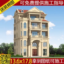 Five-story European duplex villa drawings Rural self-built house design drawings rotating staircase house construction plan