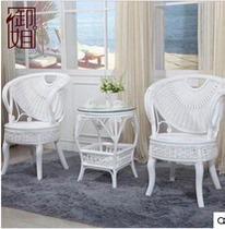 Vine chair coffee table three-piece balcony leisure bedroom table and chair White European dining dining chair outdoor Indoor