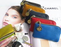 Leather womens mens coin purse leather zipper small wallet key bag coin bag custom LOGO