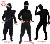 Halloween adult children black ninja warrior costume Full night suit Black stealth suit invisible man