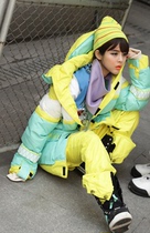 1516NAPING Korean ski pants double plate skier waterproof wind - proof pants lemon yellow