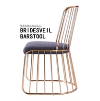 Nordic modern wrought iron gold dining chair Simple creative designer backrest leisure single chair loft chair high chair