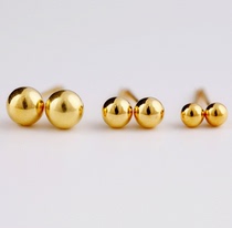 Joker 925 sterling silver glossy gold-plated bean stud earrings gold hook round ball earrings anti-allergy loss