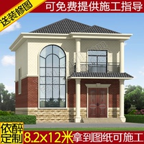 Two-story simple European villa drawings Rural self-built house design drawings Building structure apartment construction plan renderings