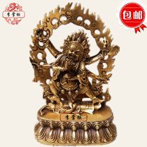 Treasurer Lee Wisdom guardian Seven-inch six-armed Mahagala big black day pure Copper Tantric Buddha can be hidden