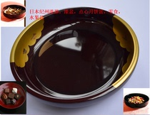 Japanese famous lacquer-Kishu lacquerware Auspicious good luck golden cloud pattern round lacquer basin Moon cake dumplings basin Fruit basin
