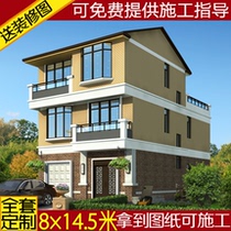 Two-and-a-half-story villa with garage drawing design Rural self-built house building apartment plan drawing Rural construction drawing