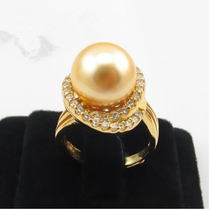 Natural Marine Fritillaria Pearl golden round 925 silver ring 925 silver ring to give girlfriend