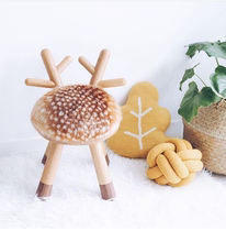 ins childrens Nordic style stool handmade wooden animal backrest deer lamb rabbit cow stool chair