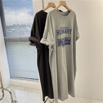 Summer dress big code 200 catty sister mm Pregnancy Woman Dress With Dress Shirt Dresses Loose Short Sleeve Long t-shirt woman out