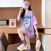 Summer dress big code 200 catty sister mm short sleeve t-shirt female blouse with loose gestation for a long and spicy mother tide