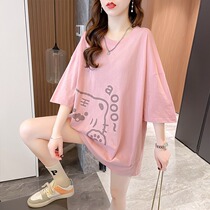 Summer clothing big code 200 catty Korean version Fat sister short sleeve T-shirt female blouse loose tiger gestational woman dress fashion cute