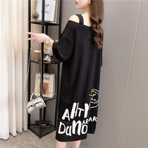 2021 summer dress new Korean dress lazy man belly pregnant womens clothing out fashion long T-shirt women