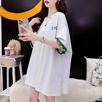 Summer dress big code 200 catty sister mm short sleeve t-shirt female blouse loose pregnancy maternity dress fashion shows slim fit