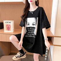 Summer dress big code 200 catty sister mm mid length short sleeve t-shirt female blouse Loose Gestation Fashion Boomer
