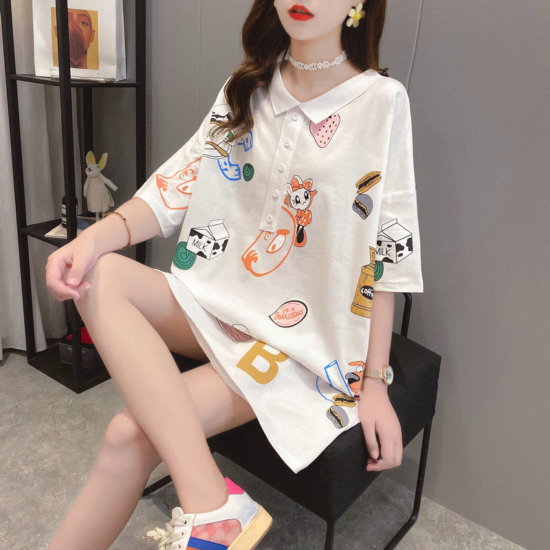 Summer dress new large size short sleeve T-shirt female blouse loose flap slim fit Pregnant Woman Dress Fashion Boomer