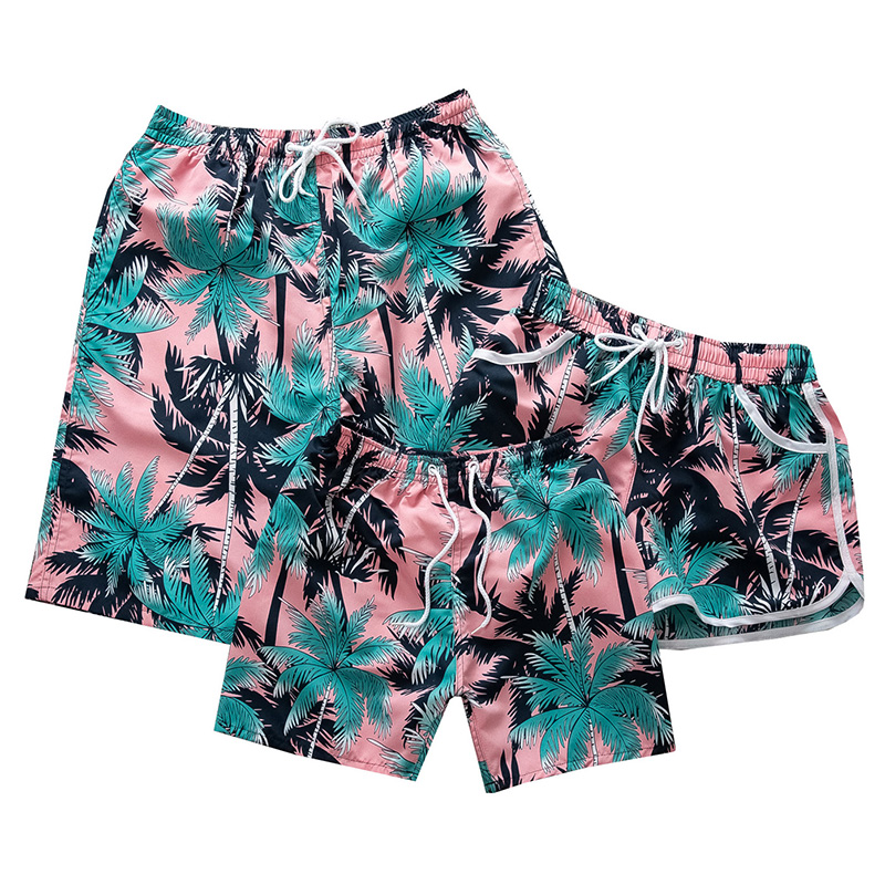 2022 parent-child beachwear summer clothes for a family of three whole family wear mother and son father and women's clothing three points five points quick-drying beach pants