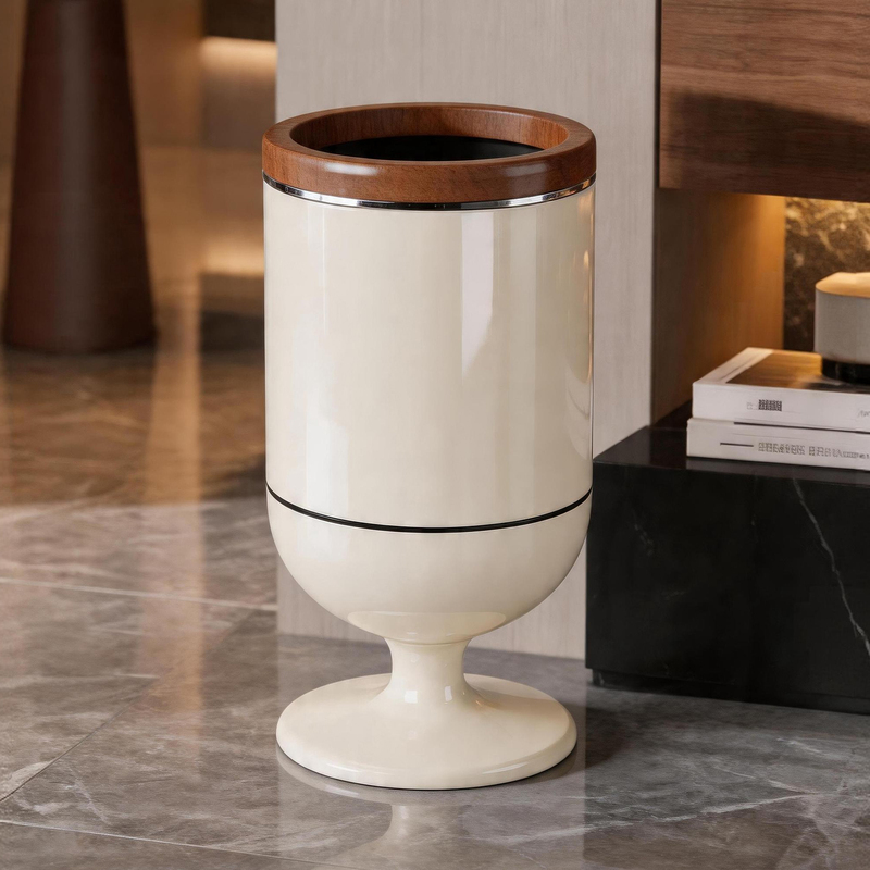 Japanese Trash Can for Home Use in the Living Room, Luxury High-End 2026 New Model, Vintage Style, Movable Large High-Footed Sanitary Bin