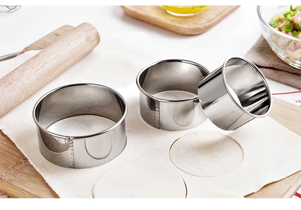 Inox cắt bánh bao da bánh bao khuôn dụng cụ da dụng cụ nhà bếp cắt da bánh bao da ba mảnh - Tự làm khuôn nướng