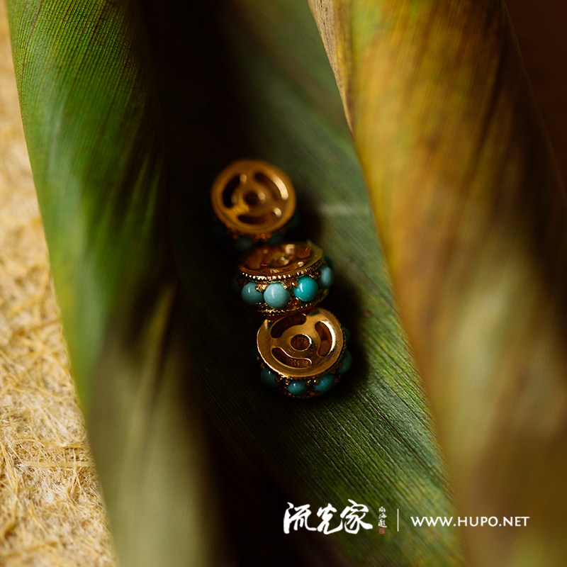 Streamer home natural American turquoise 18k gold wheel beads accessories natural without optimization