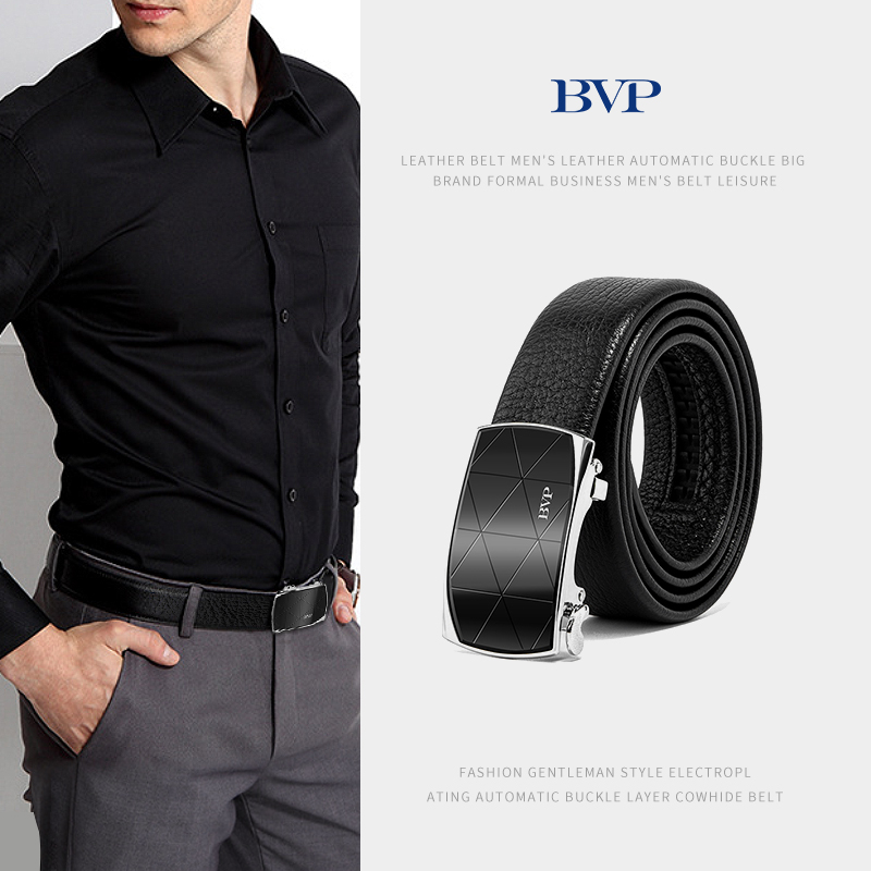BVP Belt Men's Leather Belt Automatic Buckle Business Positive Dress Headlayer Cow Leather Casual Pants With Male