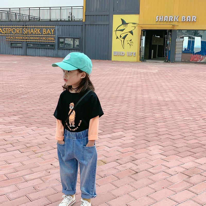 Yang Mejia Girl Clothing 2022 Autumn Clothing New Fake Two T-shirt Tide Casual Splicing Long Sleeve Thick Cotton T Beating Undershirt