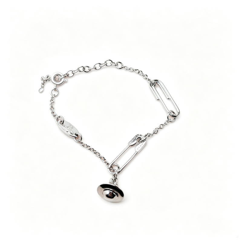 Punk Style New Trendy Saturn Paperclip Bracelet for Women, Light Luxury Niche Design High-End Bracelet