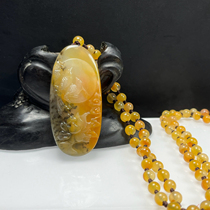 Natural Jade Yunnan Huanglong Jade Boutique Jewelry Grass Flower Flower Full Moon Pendant Love Sweater Chain Certificate