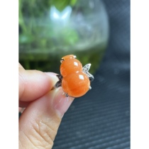 Ruihuang Cui Natural Jade Yunnan Huanglong Jade Fine Jewelry Gourd Ring All Red