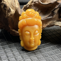 Ruihuang Cui natural jade fine jewelry Burmese material Huanglong Jade Emperor Huang Guanyin head pendant sweater chain jade pendant