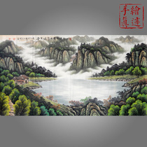 Hand-painted real Feng shui patron Living room hanging painting Lucky Chinese painting Cornucopia landscape painting Six feet office decoration painting