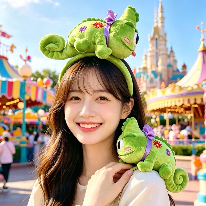 Rapunzel Pet Pascal Lizard Chameleon Plush Doll Headband Hairpin Pendant Toy Gift Prop