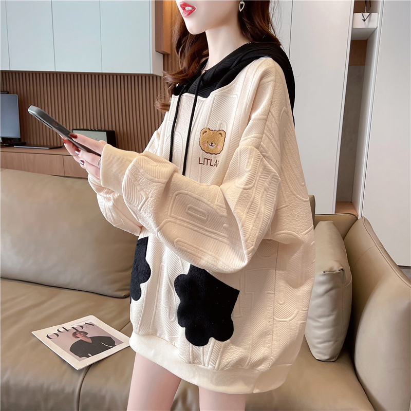 New Autumn Maternity Sweatshirt for Women, Trendy and Fashionable Design, Loose Hooded Long-Sleeve Top Jacket