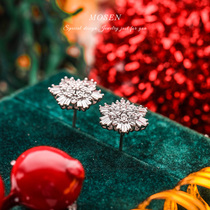 Stomen Mosen jewelry snowflake earrings 18K gold inlaid Diamond womens earrings light luxury niche jewelry customization