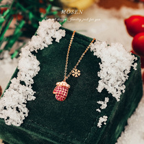 Mosen Mosen jewelry gloves necklace 18K gold inlaid ruby diamond pendant women light luxury niche custom