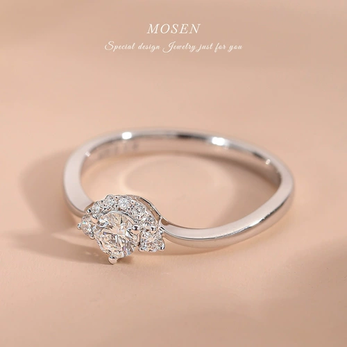 末森 Ювелирное украшение, обручальное кольцо, инкрустация камня, золото 750 пробы, легкий роскошный стиль, делается под заказ