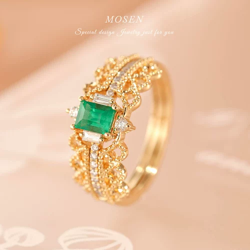 末森 Ювелирное украшение, кольцо, инкрустация камня, золото 750 пробы, материал, легкий роскошный стиль, делается под заказ