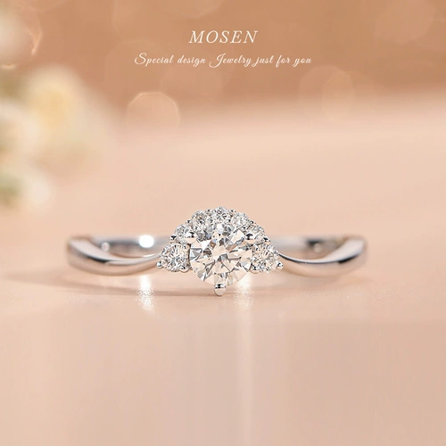 末森 Ювелирное украшение, обручальное кольцо, инкрустация камня, золото 750 пробы, легкий роскошный стиль, делается под заказ