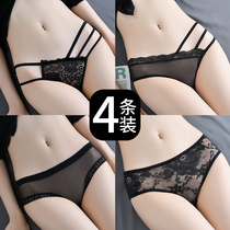 Underpants Ladies lace sexual confusion summer thin seamless transparent breathable girls Black passion hot low waist temptation