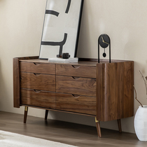 North American black walnut drawer cabinet Nordic Italian minimalist bedroom locker living room furniture custom storage six drawers
